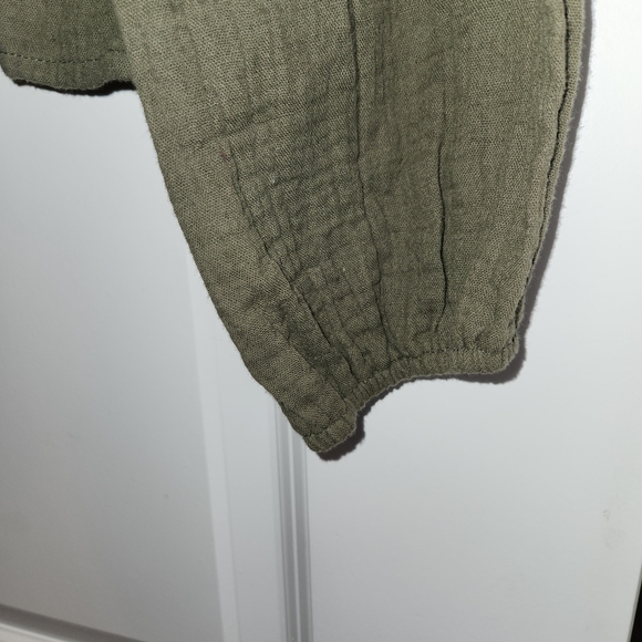 NWT Copper Key Olive Long Sleeve Peplum Top Size L Crinkle Cotton Fabric Soft - Picture 6 of 14